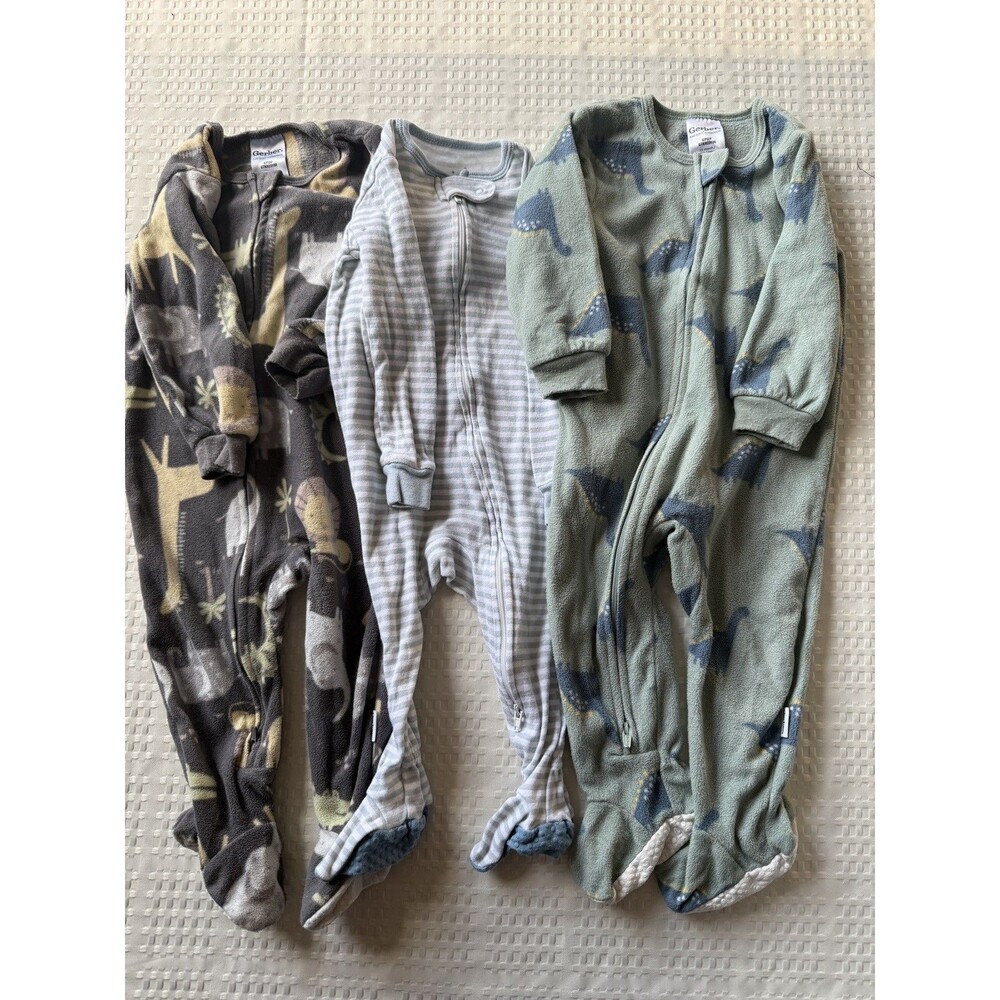 Lot of 3 Gerber and more Pajamas - baby boy Size 12 Months (Excellent Condition)